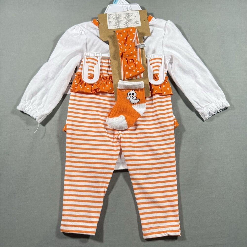NWT Baby Essentials Halloween Ghost 4PC Outfit Set 6 Months Baby Girl - Picture 4 of 8